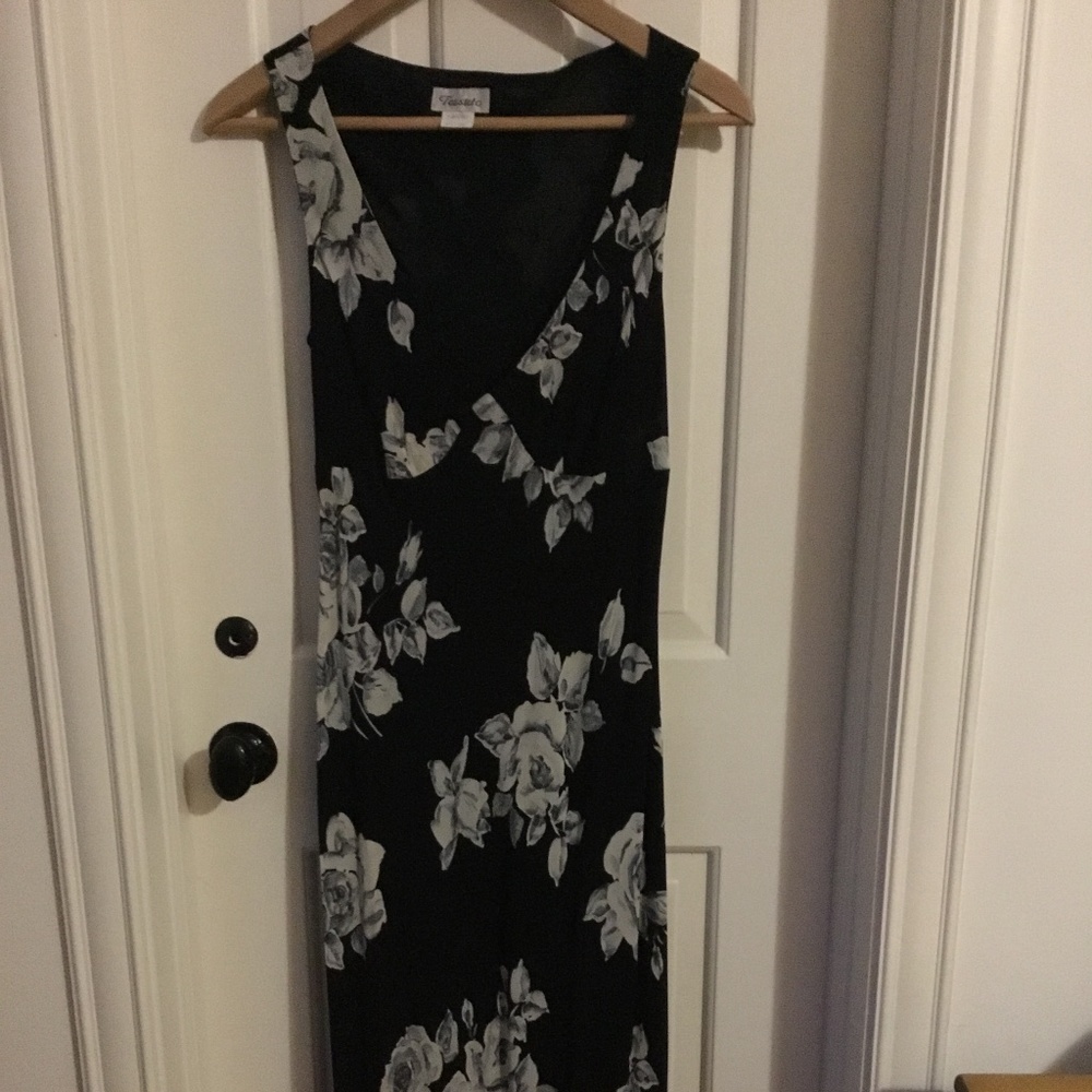 Black and white floral maxi dress